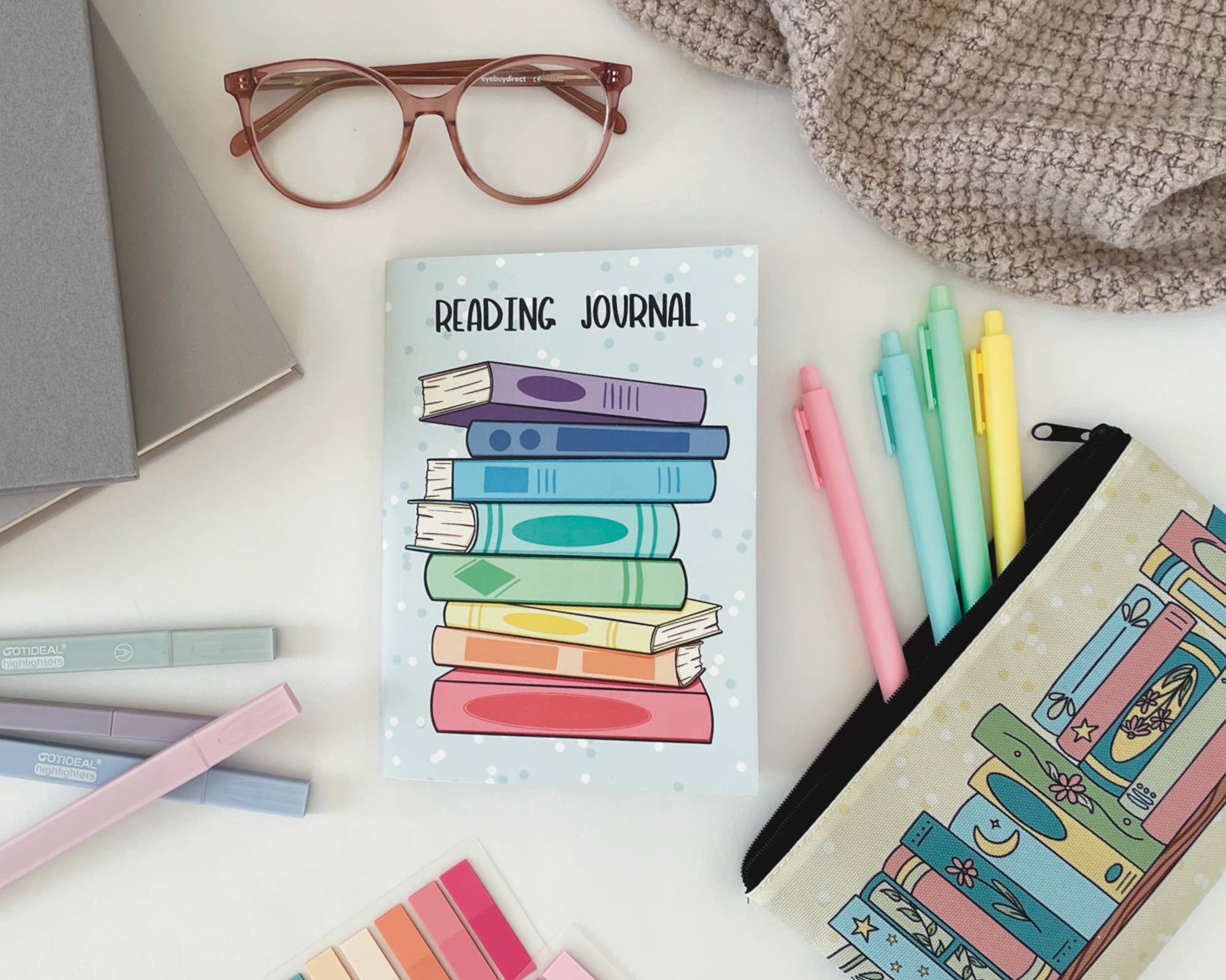 The Peachy Polka Dot - Wholesale Dagboek/agenda - Regenboog Stapel Leesdagboek – Mini Boek Logboek & TBR Tracker