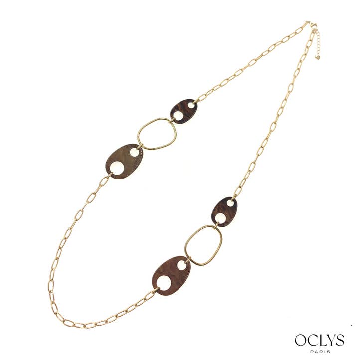 Oclys - Wholesale Y-Neck/Lariat Necklace - Cyrina long necklace in gold stainless steel resin1