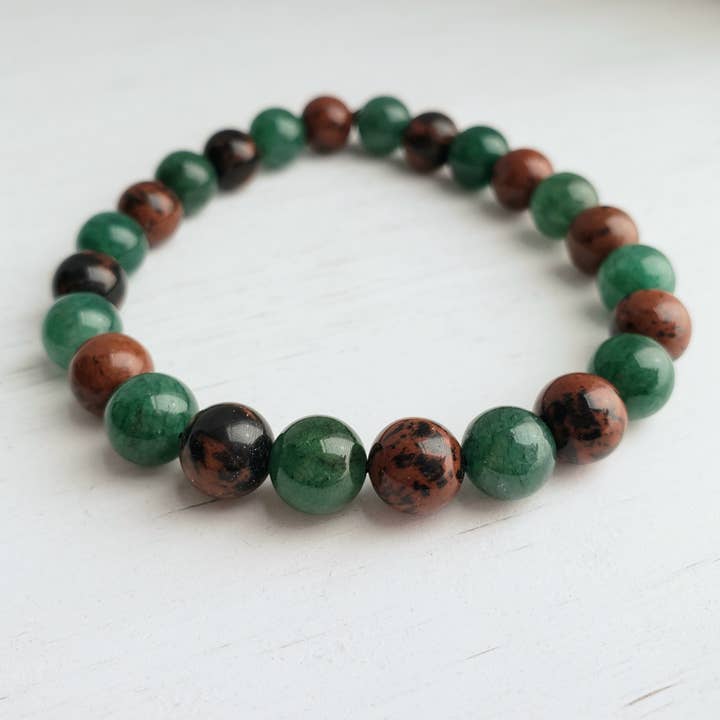 Pulsera elástica - Obsidiana caoba y aventurina para venta al por mayor de Divine Dragon Designs