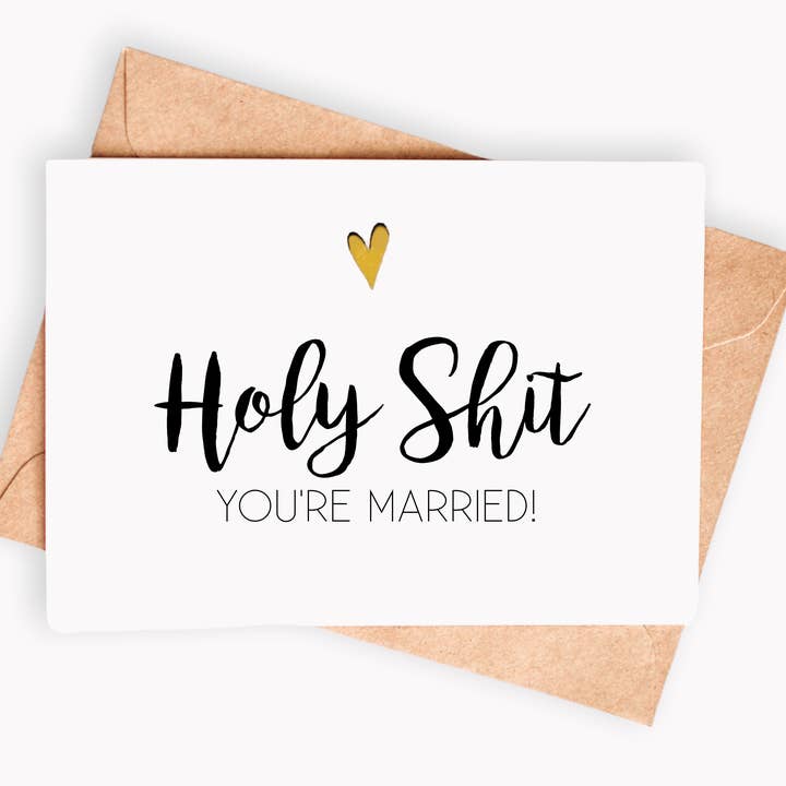 Funny Wedding card - Holy sh*t you're married! for wholesale by Spicy Cards