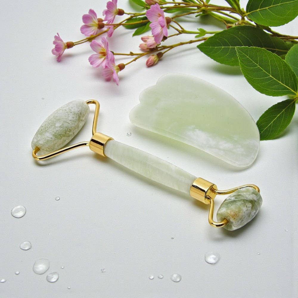 Earths Elements Wholesale - Wholesale Gua Sha Tool - Facial Roller Set - Jade