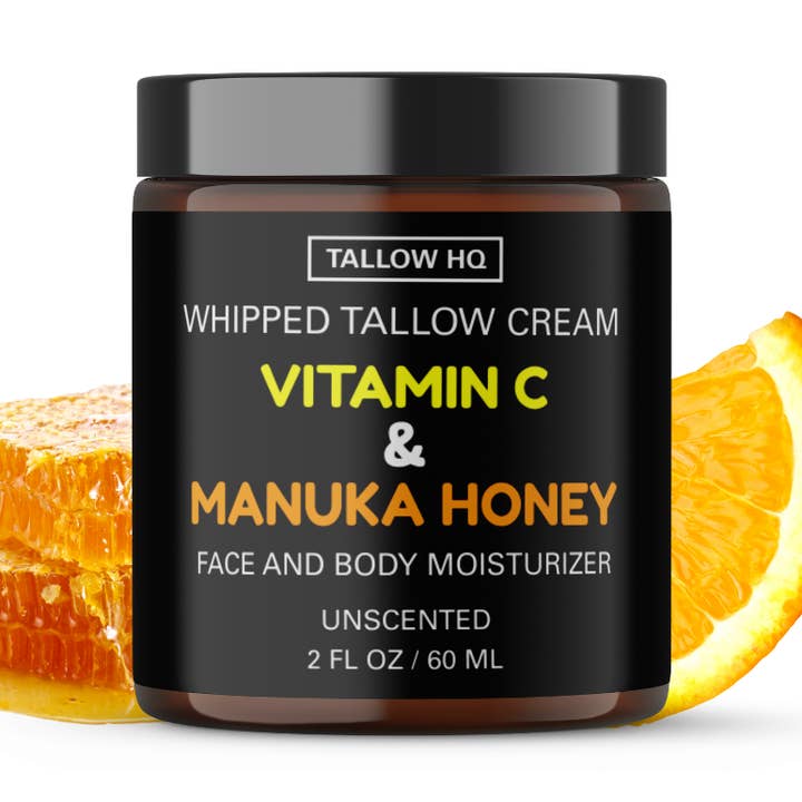Talgcrème met Vitamine C en Manuka Honing, Gezicht & Lichaam, 2oz voor wholesale door TALLOW HQ
