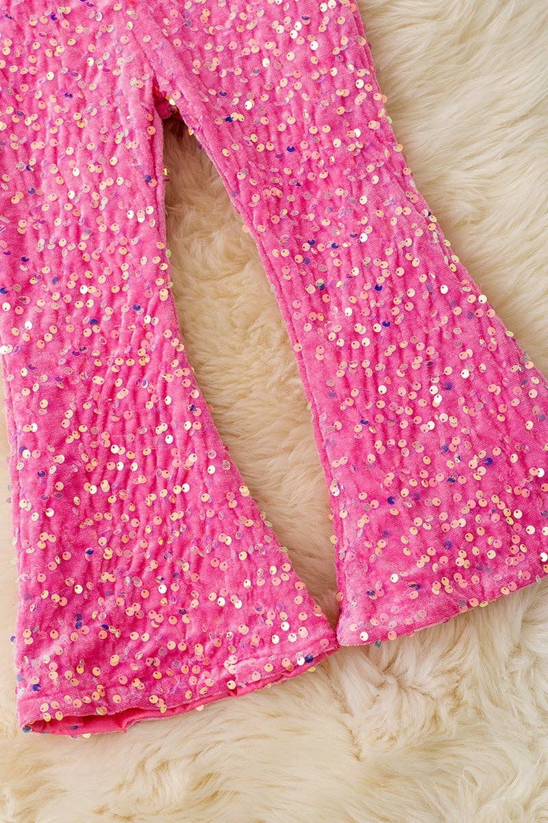 Kids Charm Online - Wholesale Pants - Kids - Pink sequins bells with stretchy waistband. PNG60018 SOL2