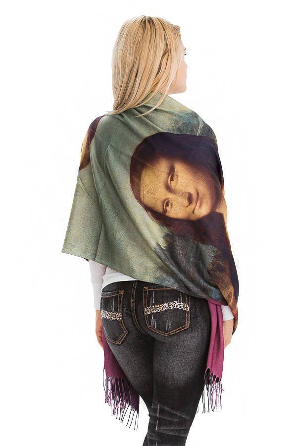 AS SHOWN Iconic Mona Lisa Portrait Shawls for wholesale on Faire0