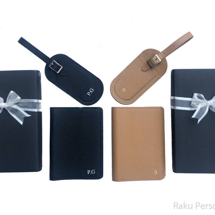 rakupersonalized – Etiqueta de bagagem por atacado – Etiqueta de bagagem de monograma Couro marfim inicial, Etiqueta de bagagem de carta inicial Favor de casamento, Presente de casais de couro com monograma, Acessórios de viagem5