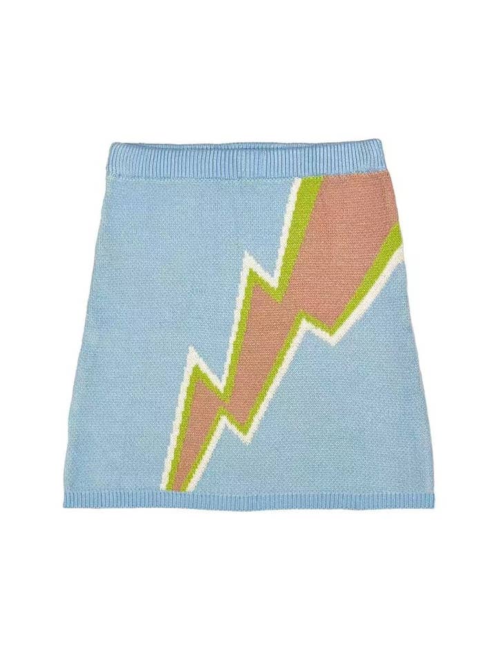 Blue Lightning Bolt Sweater Skirt for wholesale on Faire