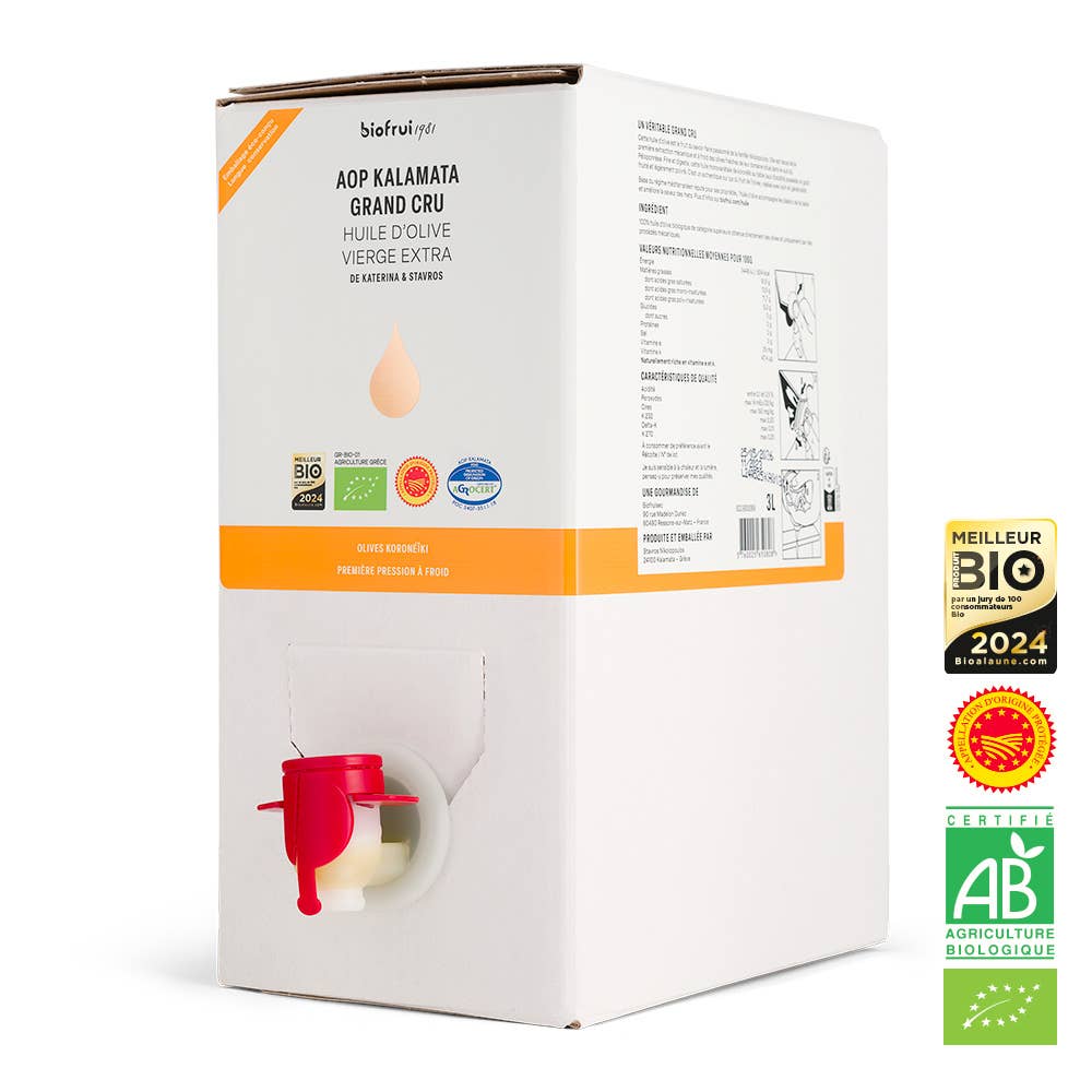 BIOFRUI1981 / Ex-Biofruisec - Vendita all'ingrosso Olio d'oliva - Olio Extra Vergine di Oliva Biologico Koroneiki Kalamata DOP | 3 L2