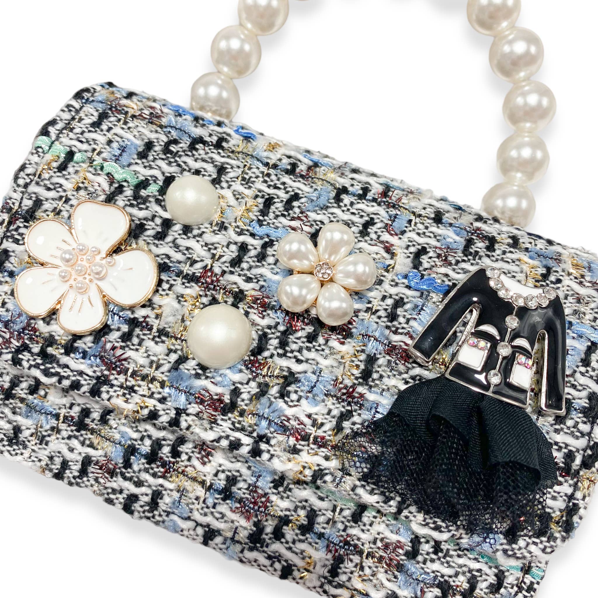 Doe a Dear - Vente Sac à bandoulière – enfant - Sac à main en tweed à breloques florales B13206