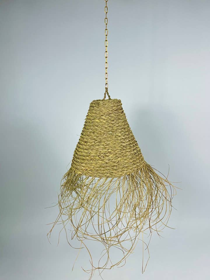WICKER LAMPSHADE, Wicker Pendant Lamp, Straw Chandelier for wholesale by Mikwi
