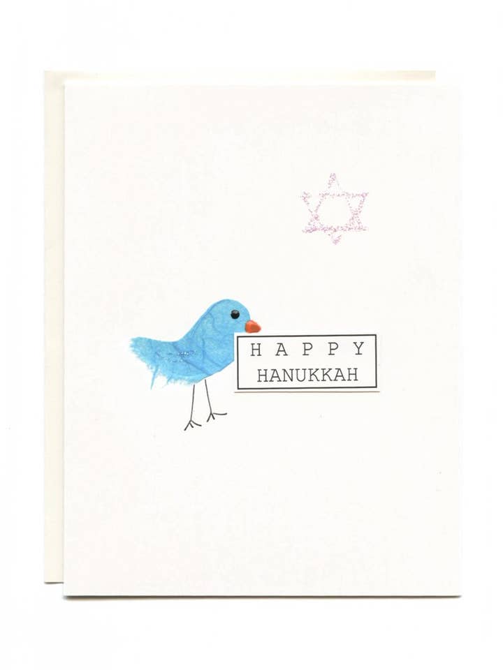 Pássaro azul “Happy Hanukkah” com sinal por atacado de FLAUNT HANDMADE CORRESPONDENCES