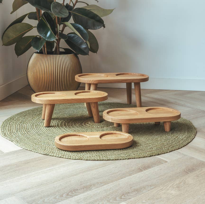 AVA bowls - Wholesale Pet Elevated Bowl - Cat/Dog - Wooden Tray for drink and food bowl size S