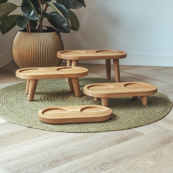 Support en bois pour gamelles de nourriture et d'eau taille S (pieds de 6 cm) pour la vente par AVA bowls