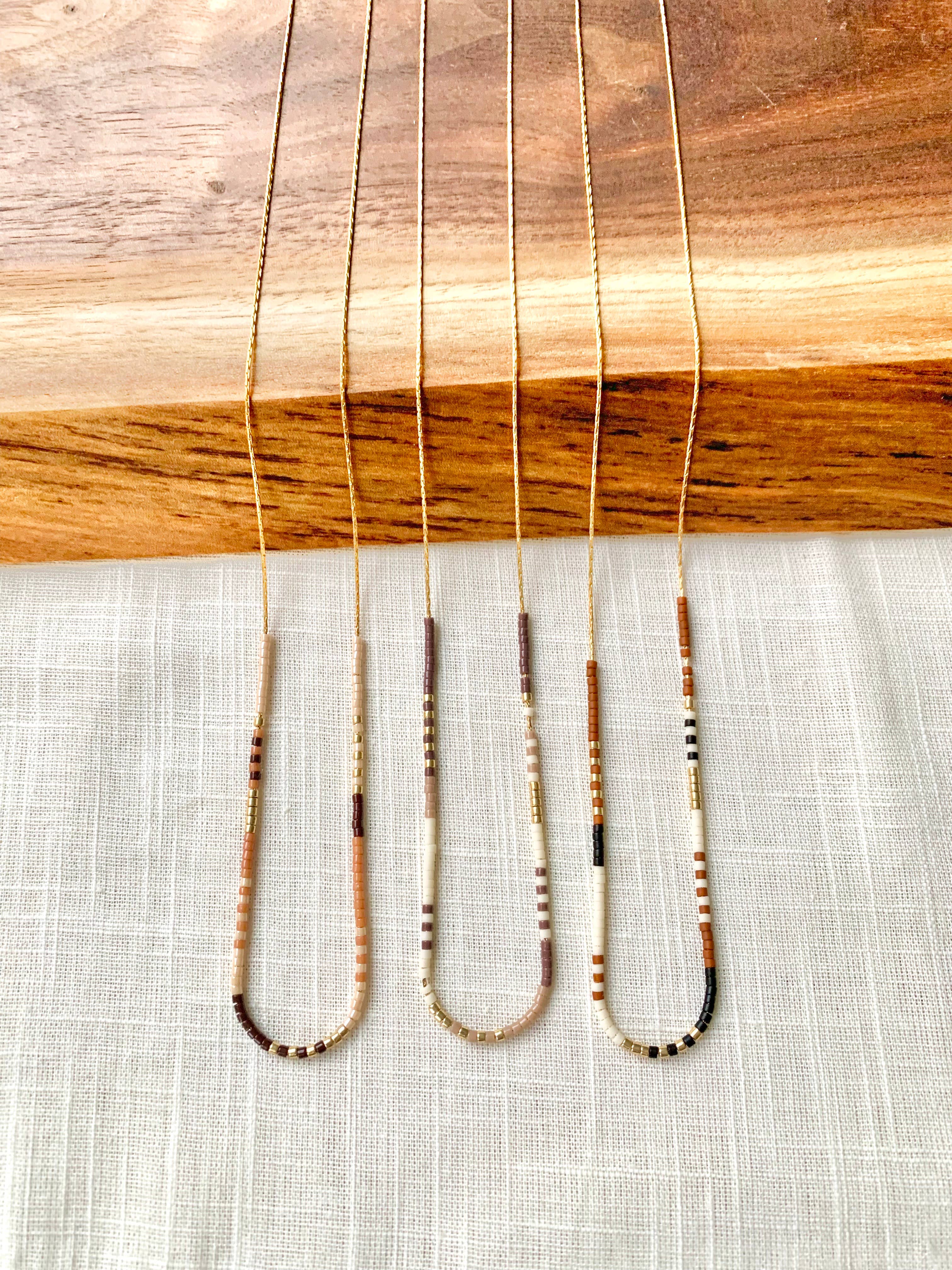 Ocean Breakup - Wholesale Beaded/Pearl Necklace - Rich Neutral Seed Bead Necklace8