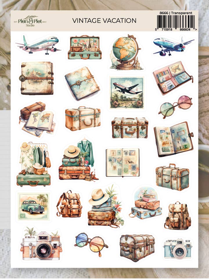 Vintage vacation | Stickers for wholesale by Plan & Plot Studio
