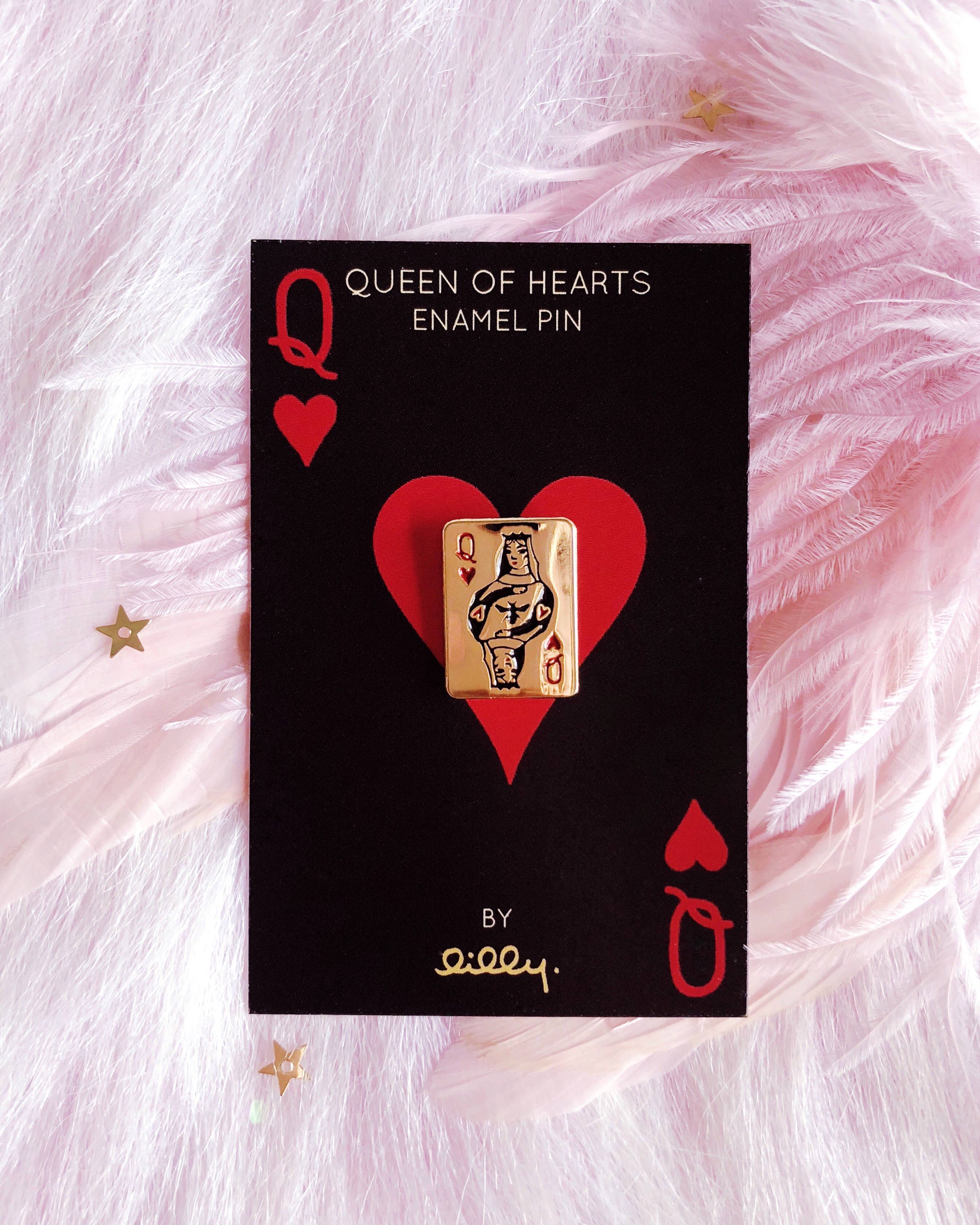 Lilly Baik - Wholesale Lapel Pin/Button - Queen of Hearts Playing Card Enamel Pin2
