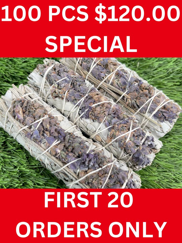 100 White Sage with LAVENDER Stick 120.00 USD SPECIAL for wholesale by CaNatureLover