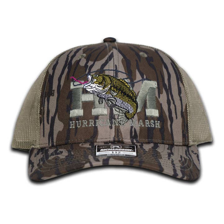 O Boné Bass Mossy Oak Bottomland Richardson 112 por atacado de Hurricane Marsh Outfitters