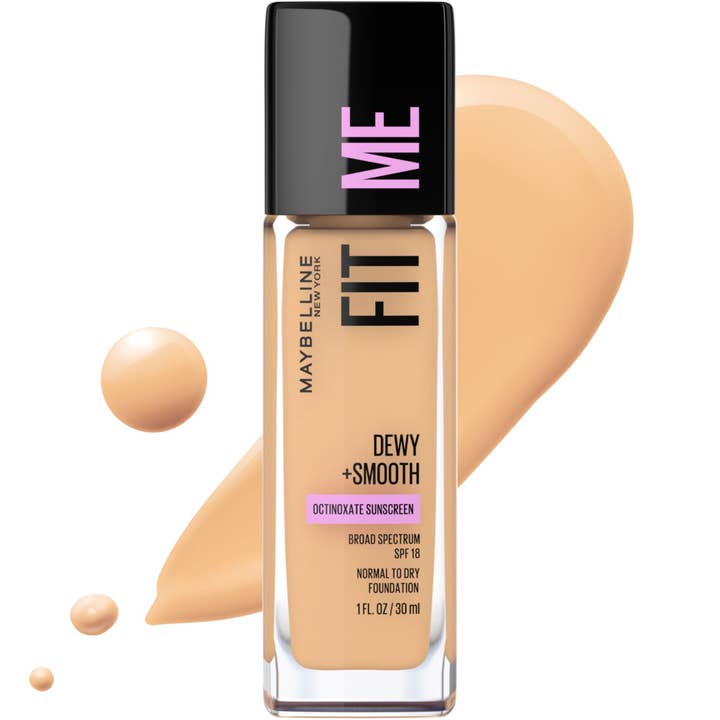 Maybelline Fit Me Dewy and Smooth Liquid Foundation, SPF 18, 220 Natural Beige, 1 fl oz voor wholesale door Super Stock Wholesale