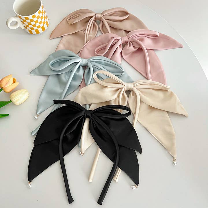 SOLID COLOR RIBBON BOW VERSATILE HAIRPINS_CWAHA1185 for wholesale by ACCITY