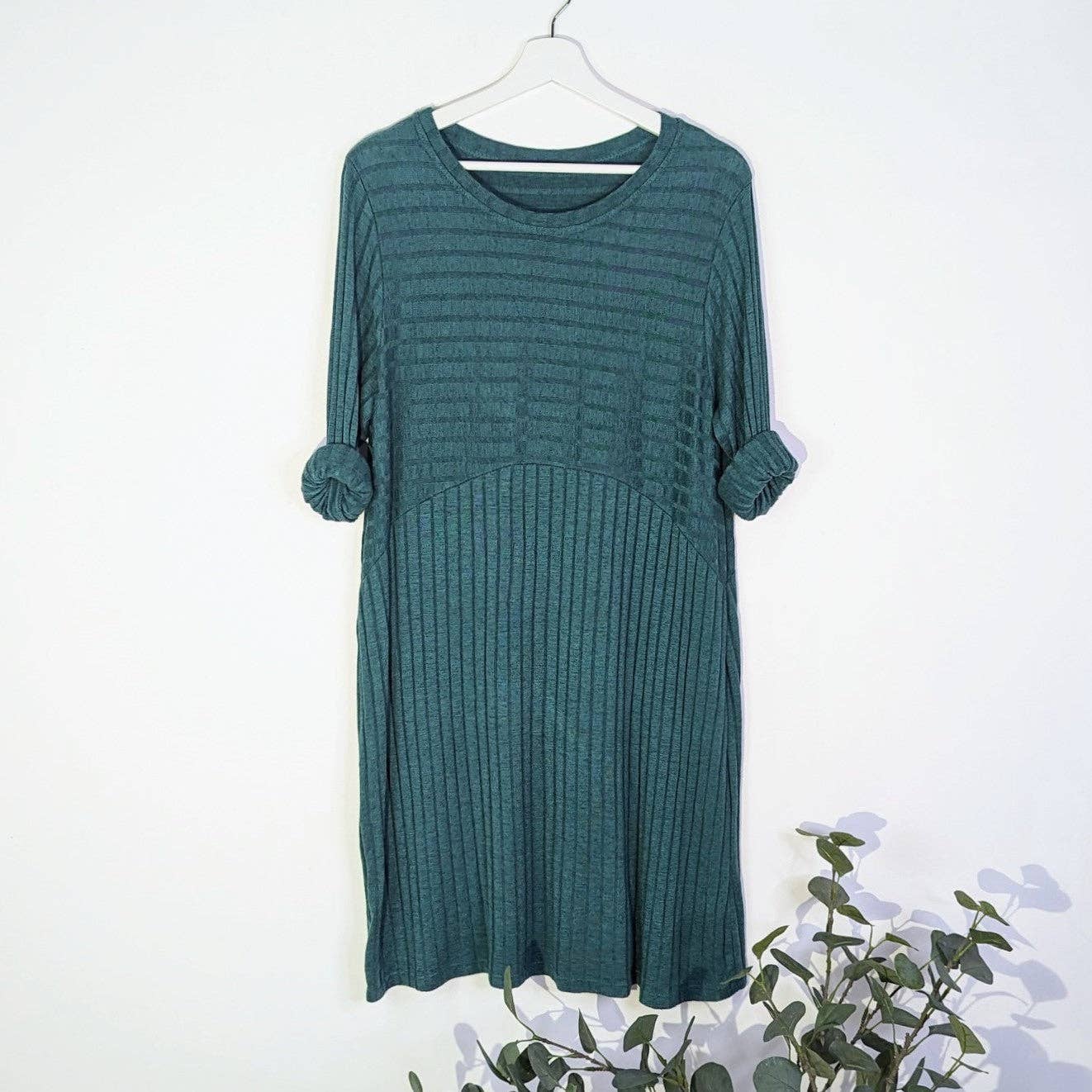 Tempest Designs - Wholesale Dress - Women's - Soft wide ribbed fabric dress with arched middle seam4