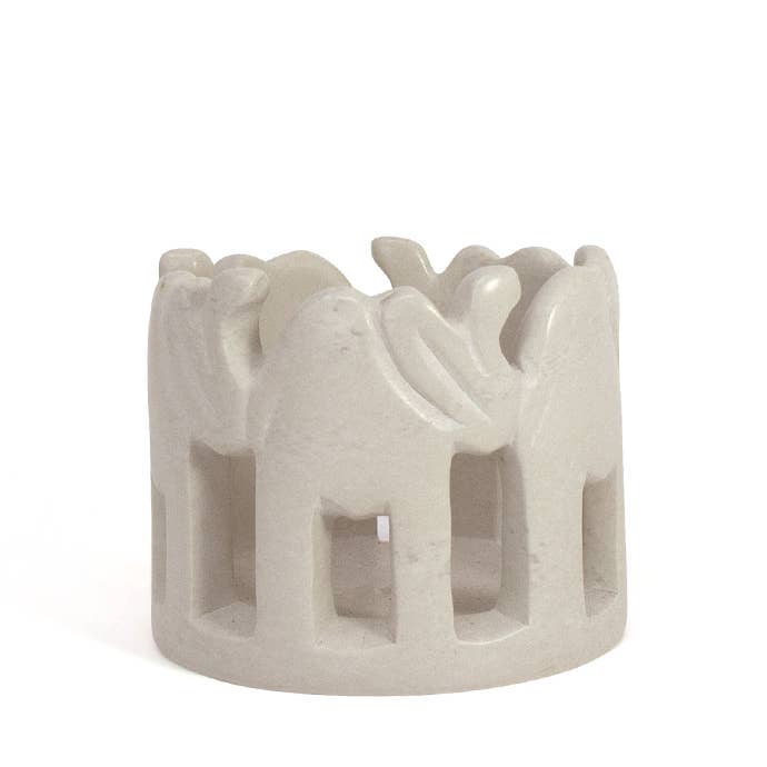 Global Crafts - Wholesale Sculpture - Circle of Elephants Soapstone Sculpture, 3 to 3.5-inch - Lig3