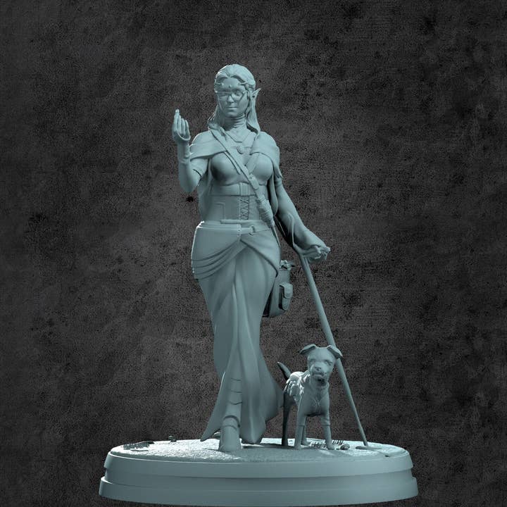 Elisabet e "Monstro" (Boticária & Cão) Miniatura para RPGs de Mesa por atacado de Kraken Dice