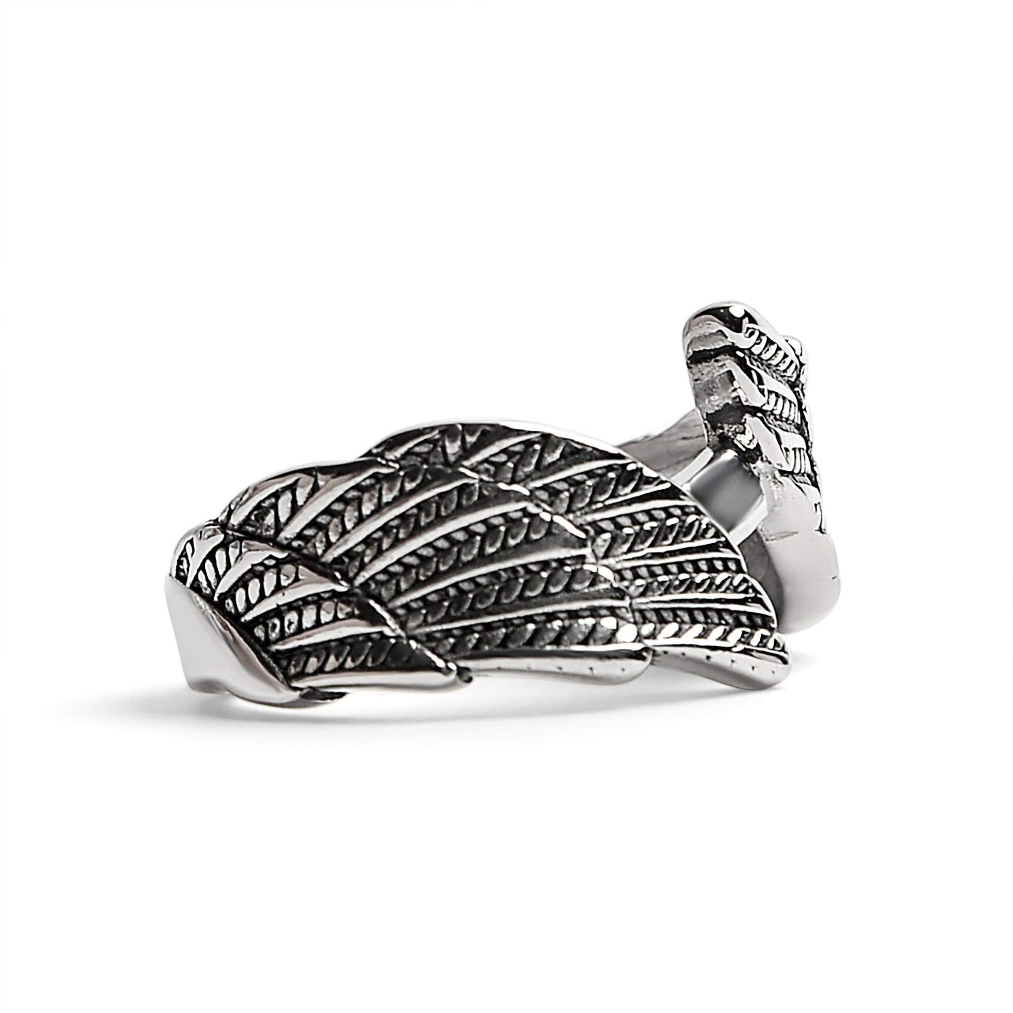 WJW - Wholesale Cocktail/Statement Ring - Stainless Steel Angel Wings Ring1