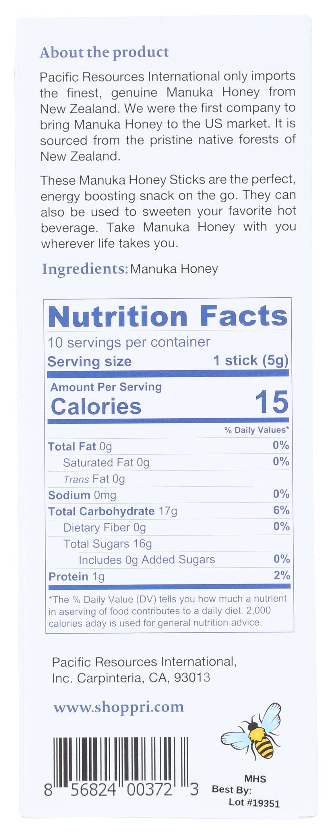 Everyday Supply Co - Wholesale Honey - PRI HONEY STICKS MANUKA - Case of 61
