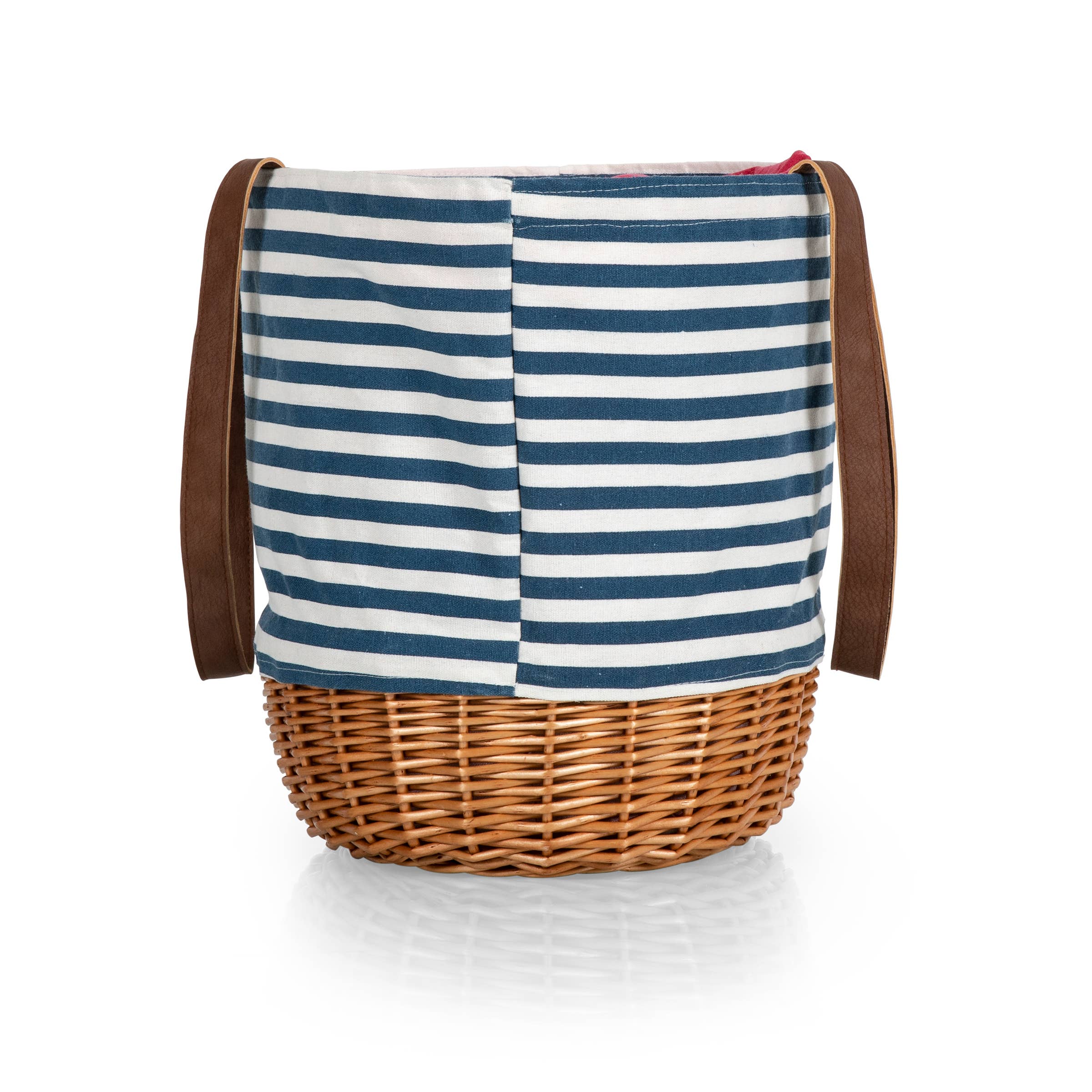 Picnic Time Family of Brands - Vente Tote bag – femme - Tote en toile Coronado et panier en osier, (bleu marine et blanc)1