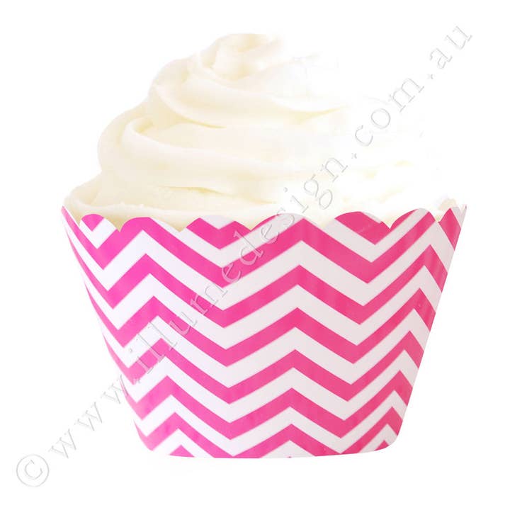 Chevron Hot Pink Cupcake Wrapper - Pack of 12 for wholesale by Illume Partyware