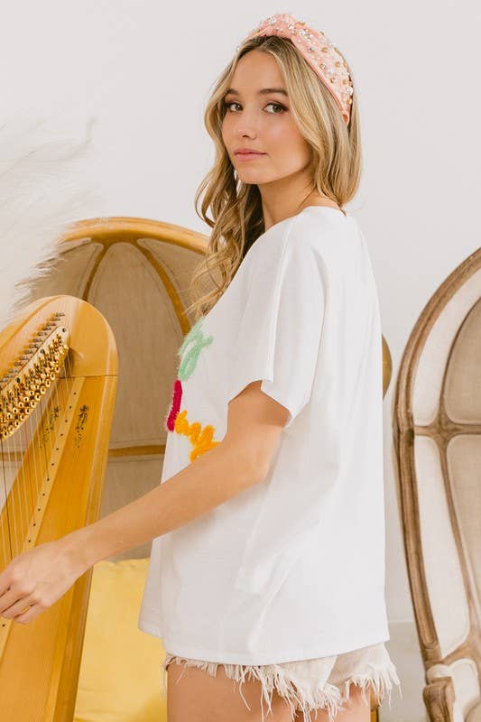 Vanilla Monkey - Wholesale Tunic - Women's - Metallic Letter Short Dolman Sleeve Top3