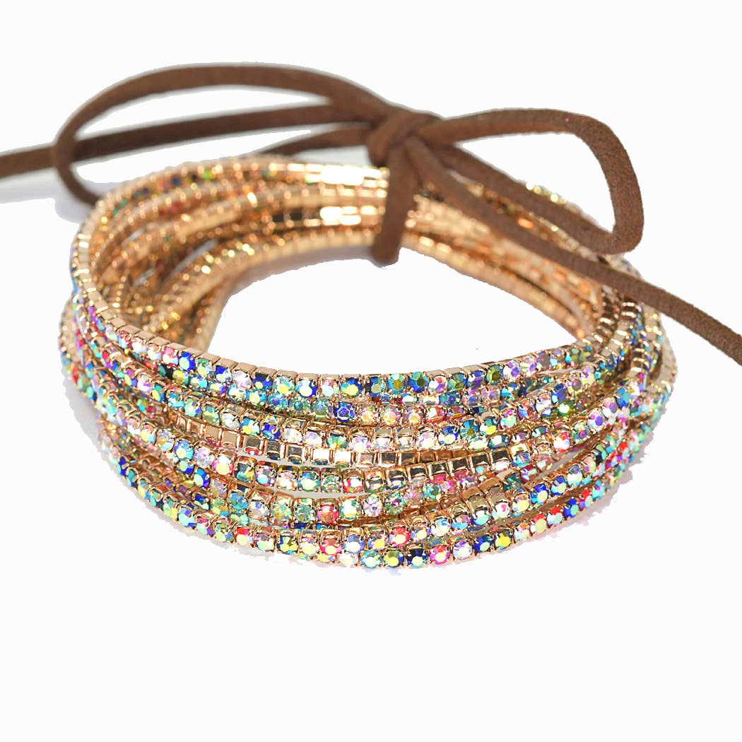 SOPHIA WHOLESALE - Wholesale Jewelry Set - Pave rhinestone multi layered stretch bracelet set3