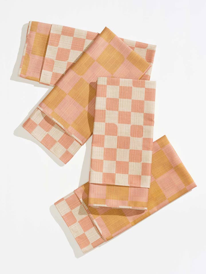 Dinner Napkin Double Sided Checker Rosewood for wholesale by Tortuga Forma