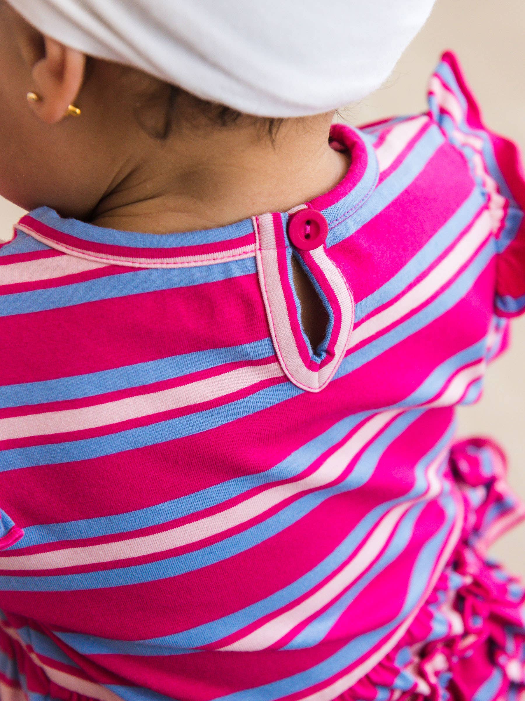 Lyserød Baby Piger Meget Bær & Periwinkle Blå Stribet Strik Langærmet Flutter Boble Romper for engroshandel på Faire3