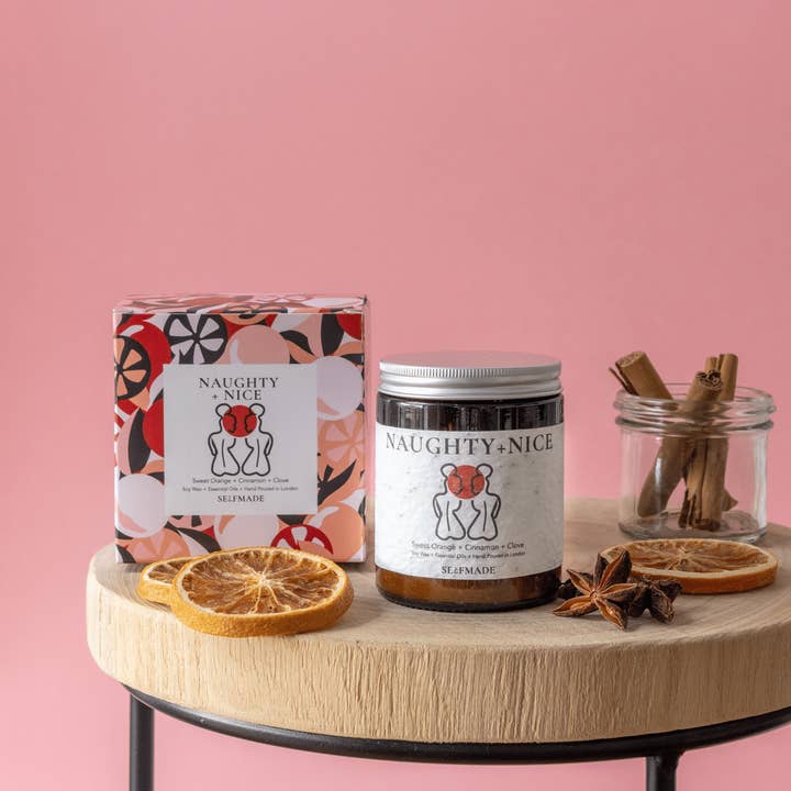 NAUGHTY & NICE | Mulled Wine Christmas CandleOrange Flower Candle with Plantable Seeded Label - Vegan for wholesale by Selfmade Candle