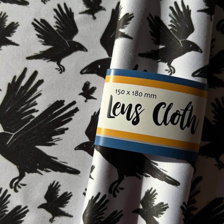 Raven Birds Lens Cloth - phone wipe cleaner for wholesale by Catherine Redgate: Illustrator