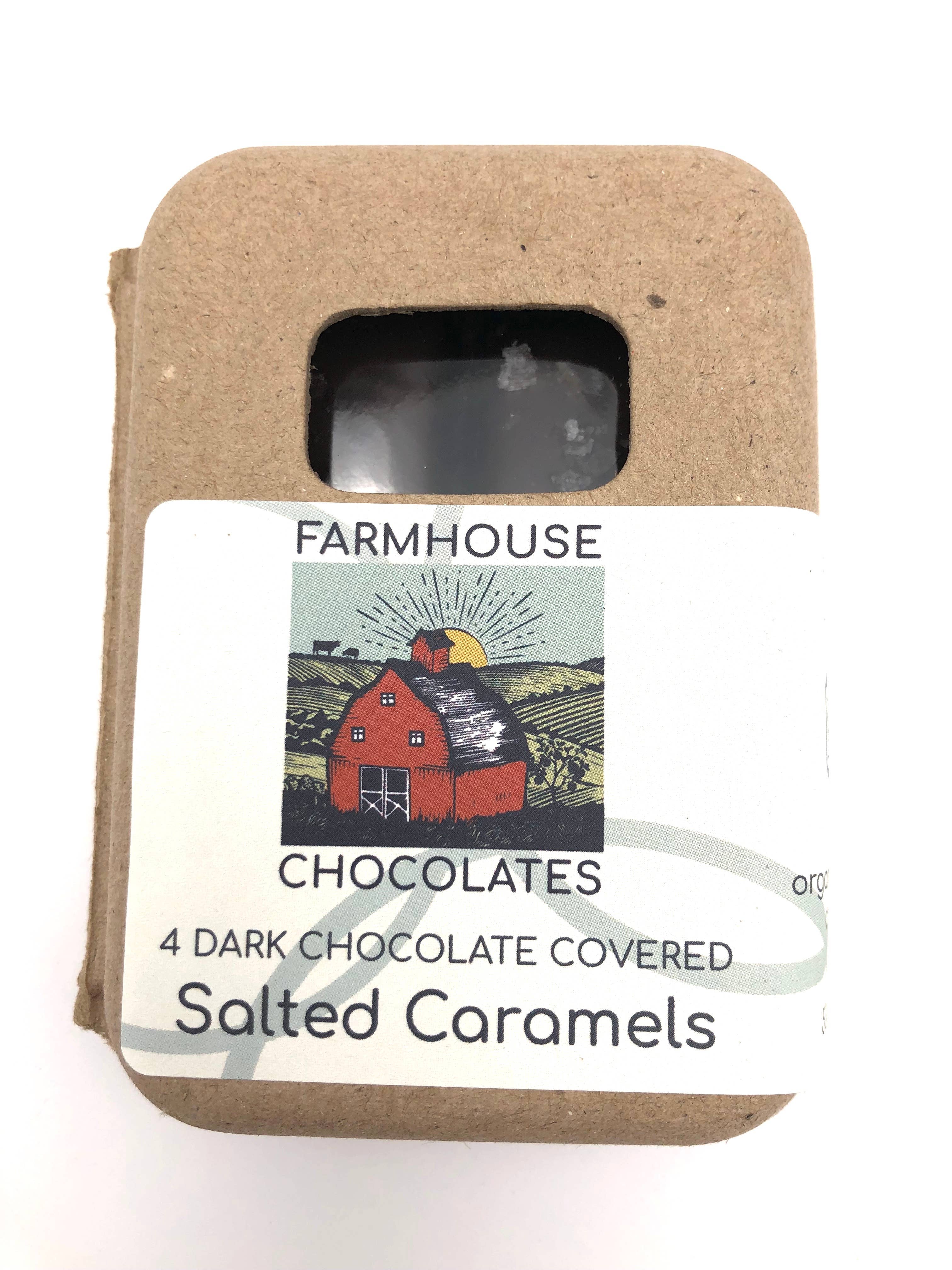 Farmhouse Chocolates - Wholesale Chocolate Covered Sweets - 4 Piece Dark Chocolate Covered Salted Caramels4