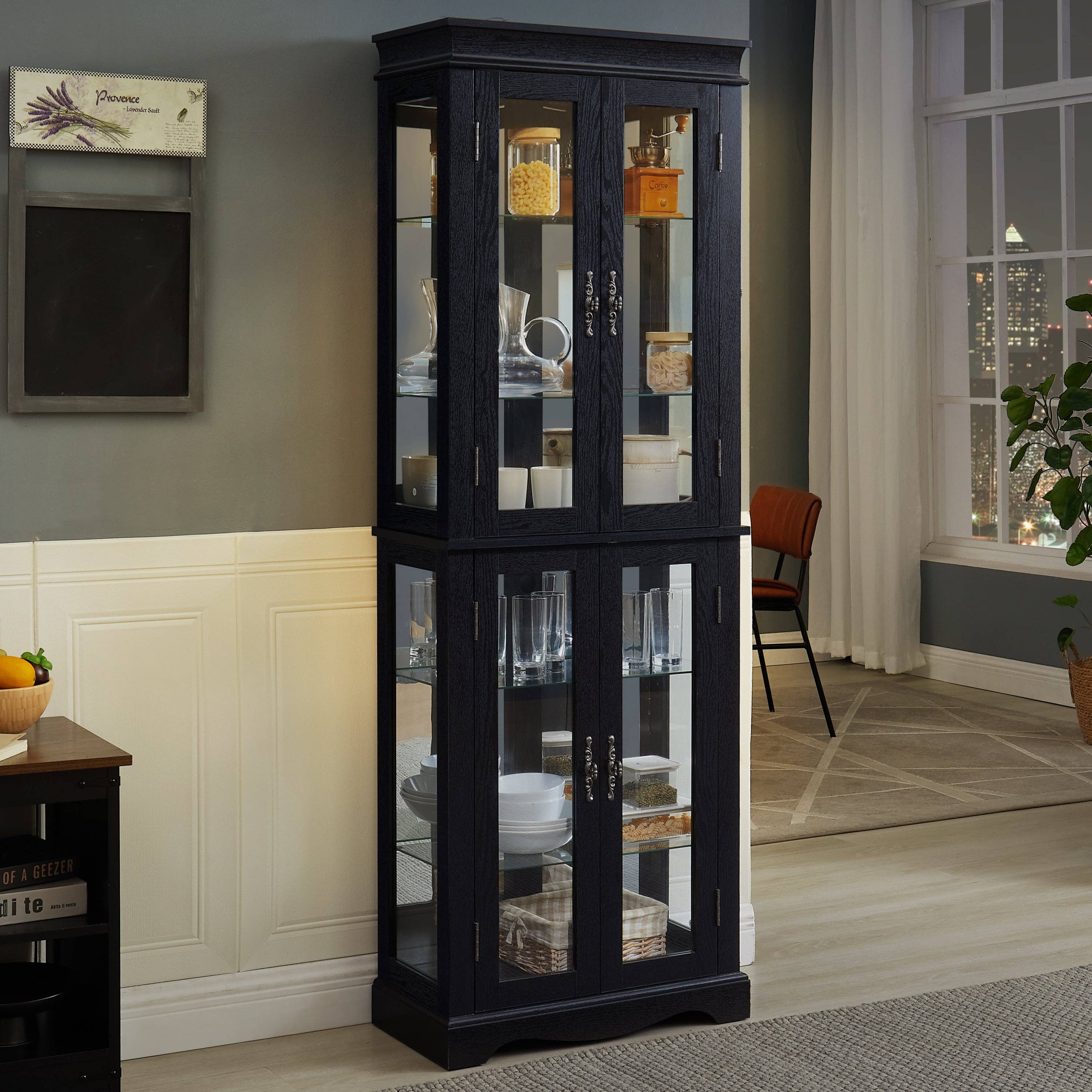 39F Inc. - Wholesale Cabinet - Lighted 6-Tier Glass Curio Display Cabinet with Wood Frame15