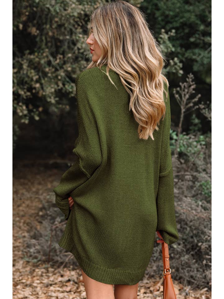 PRETTY BASH - Wholesale Dress – Women's - Solid Slouchy Drop Shoulder Sweater Dress1