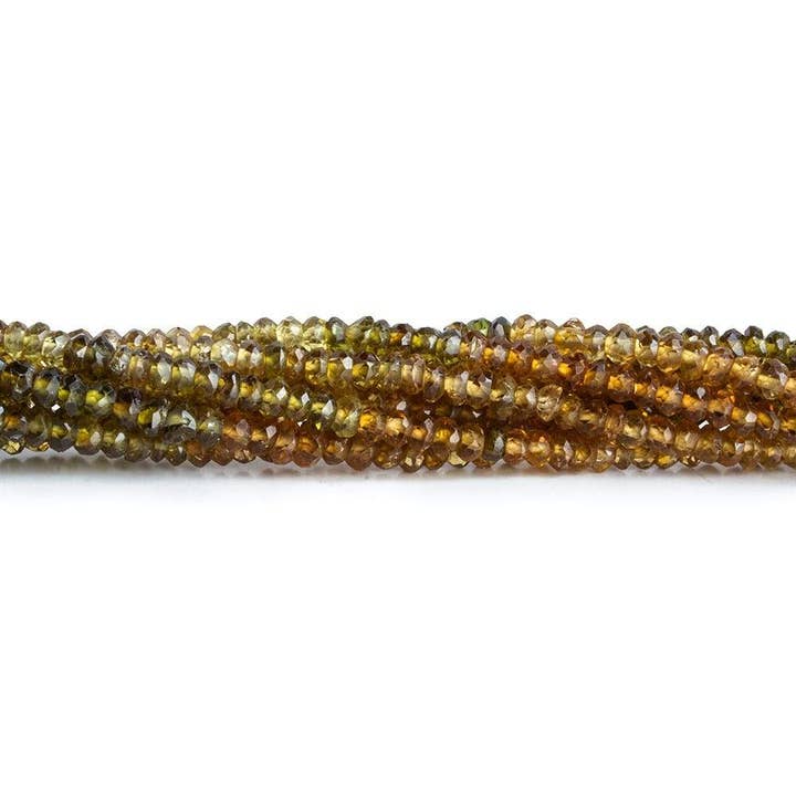 Rondelles facettées de tourmaline verte brune de 2,5 mm, 13 pouces, 202 perles pour la vente par The Bead Traders