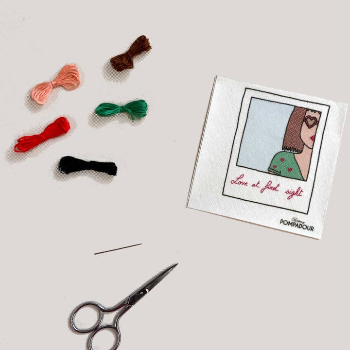 Britney Pompadour - Broderie - Embroidery kit - Wholesale Borduurbenodigdheden - Big Kit Easy Embroidery - Polaroid love op het eerste gezicht1