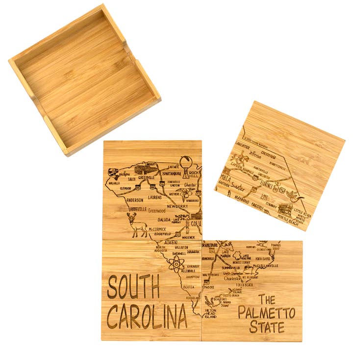 Totally Bamboo - Wholesale Coasters - South Carolina Puzzle 4-Pc. Coaster Set with Case