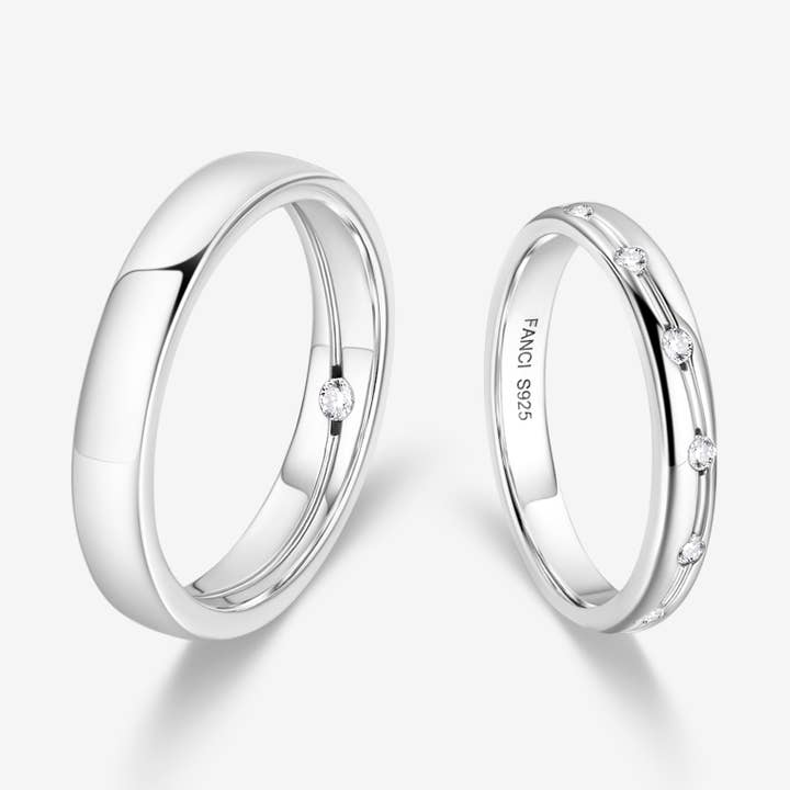 Alianzas de boda «Time Flow» y anillos de plata de ley para venta al por mayor de Fanci Me Jewelry
