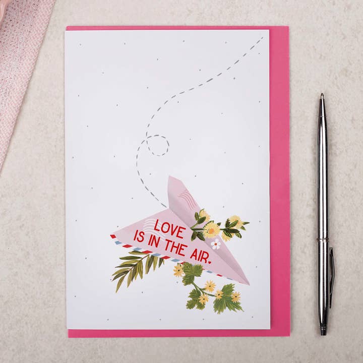 Love Valentine Card | Funny Anniversary Card | Paper Plane for wholesale by Making Meadows Ltd