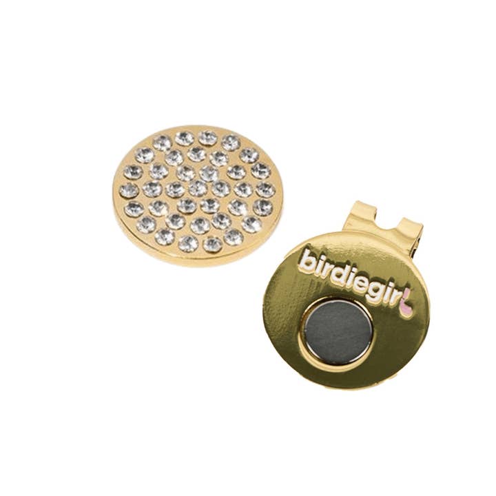 Gold Crystal Bling Women's Golf Ball Marker with Hat Clip for wholesale on Faire1