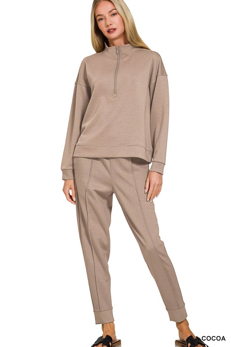 Vanilla Monkey - Wholesale Lounge Set - Women's - Scuba Half Zip Pullover And Jogger Set2