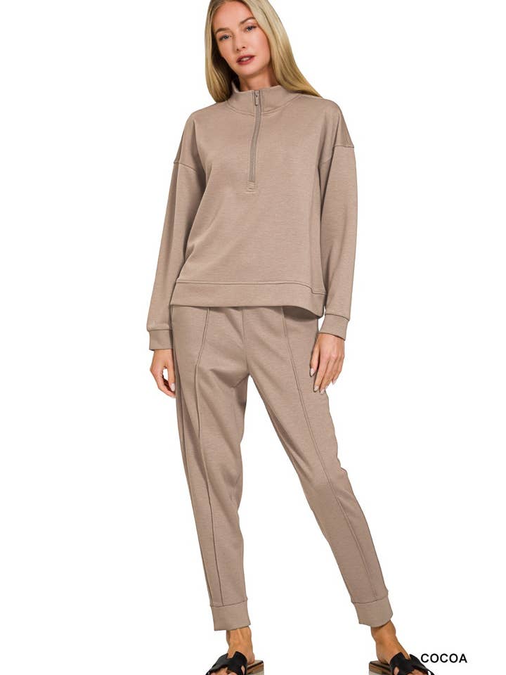 Vanilla Monkey - Wholesale Lounge Set - Women's - Scuba Half Zip Pullover And Jogger Set2