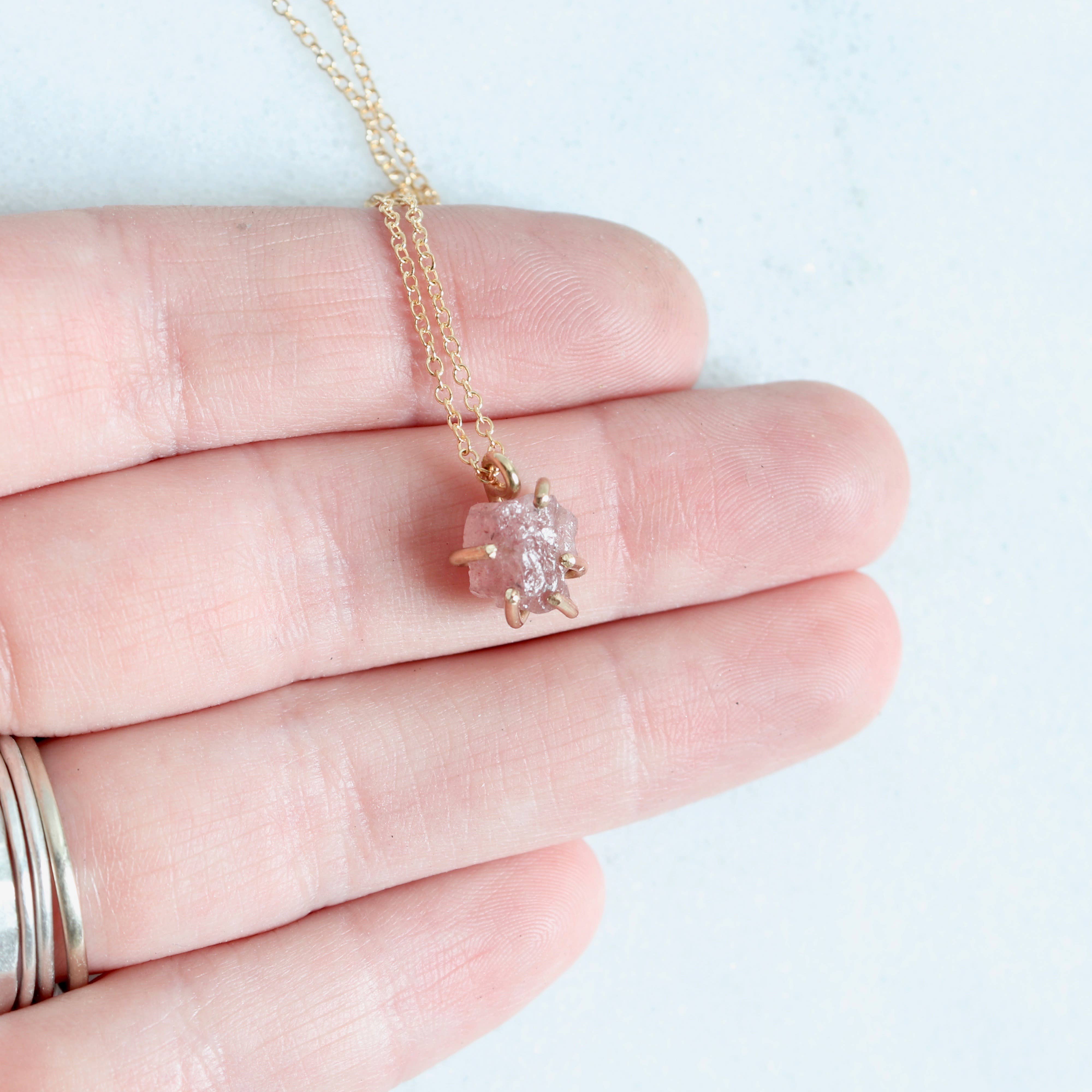Esme - Wholesale Pendant/Charm Necklace - Raw Rose Quartz Crystal Necklace1