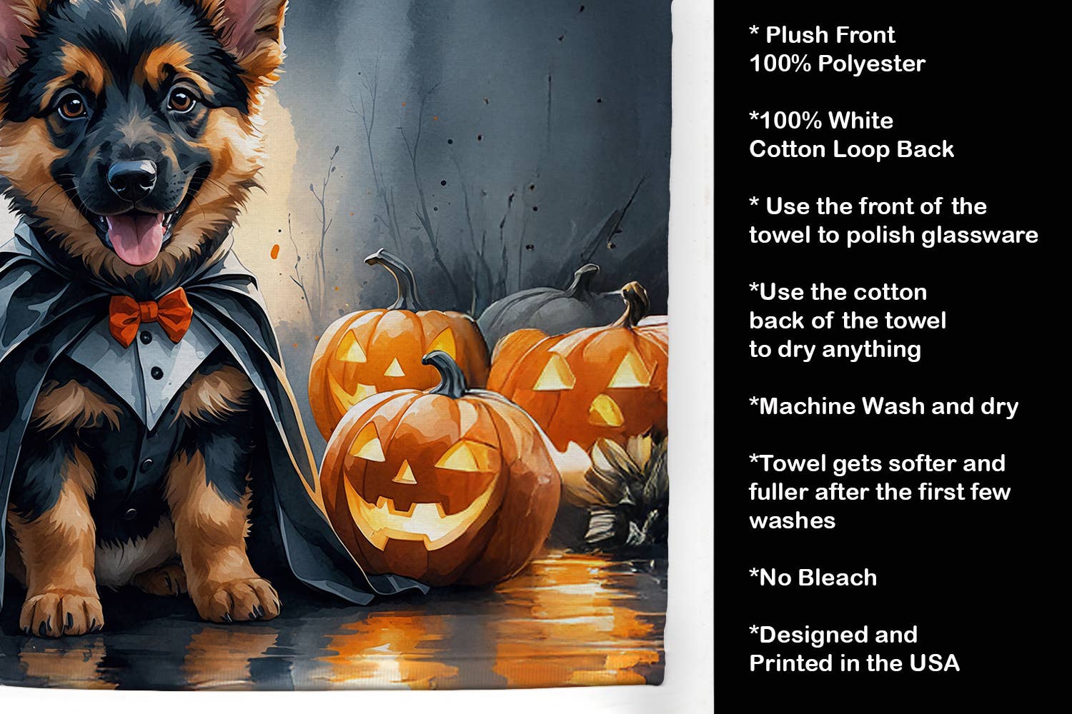 Caroline's Treasures - Wholesale Hand Towel - German Shepherd Puppy Halloween Kitchen Towel DAC84202