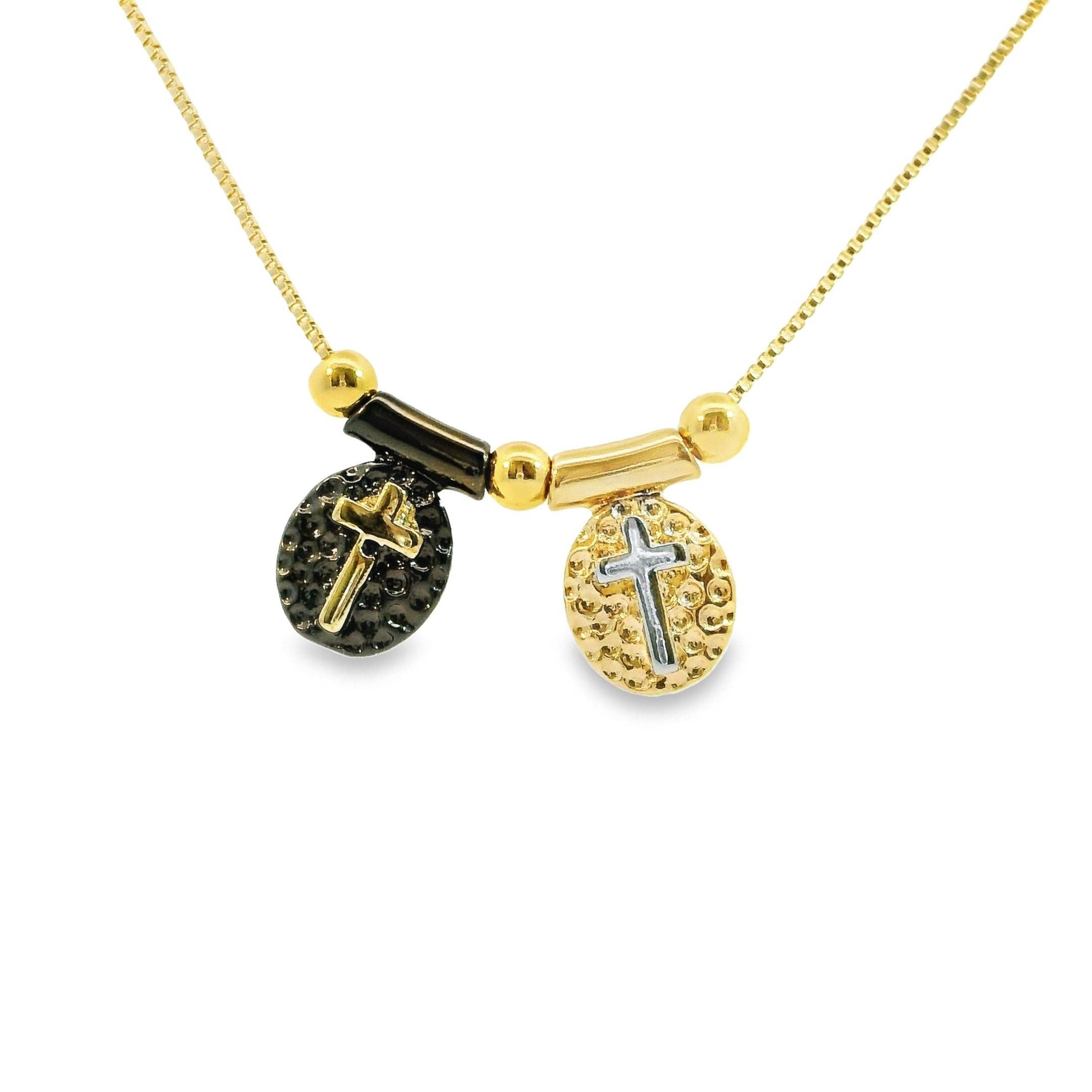 E ACCESORIES JEWERLY – Großhandel Kette mit Anhänger/Charm – Halskette Escapulario in Anthrazit1